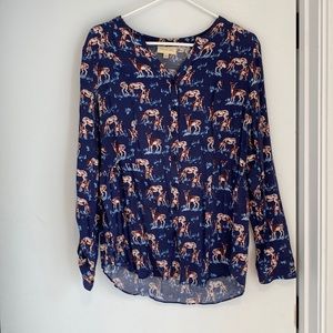 Navy blue Modcloth tunic with deer. Size large.